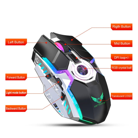 Mouse Wireless Ottico RGB Regolabile ZERODATE T30 - 2,4 GHz, 2400
