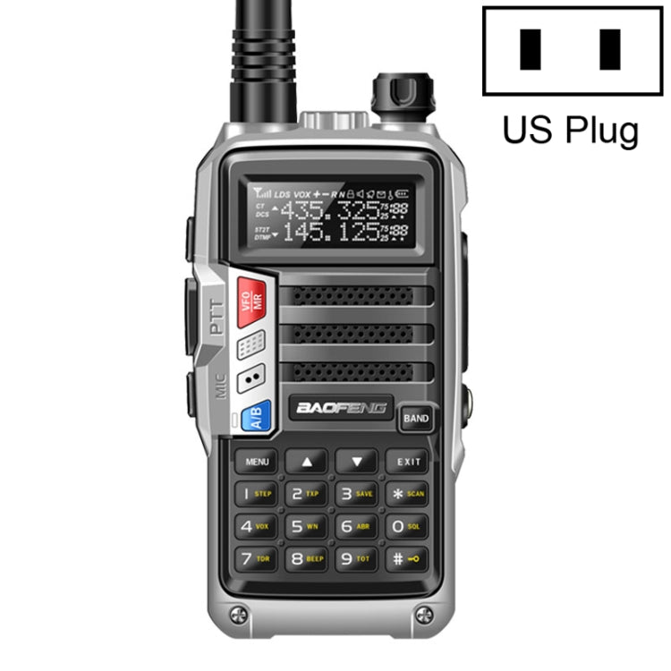baofeng-bf-uv5r-plus-s9-fm-interphone-walkie-talkie-portatile-presa-americana-black-us-plug-red-us-plug-silver-us-plug - immagine 9