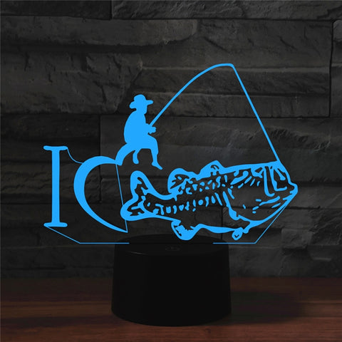 Lampada da tavolo con luce di visione a LED colorata 3D a forma di pesca, versione con telecomando crack, Crack Remote Control Version