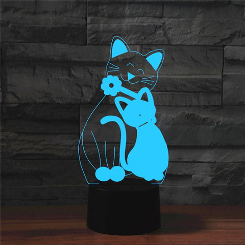 Lampada da Tavolo LED 3D a Forma di Gatto con Funzione Touch