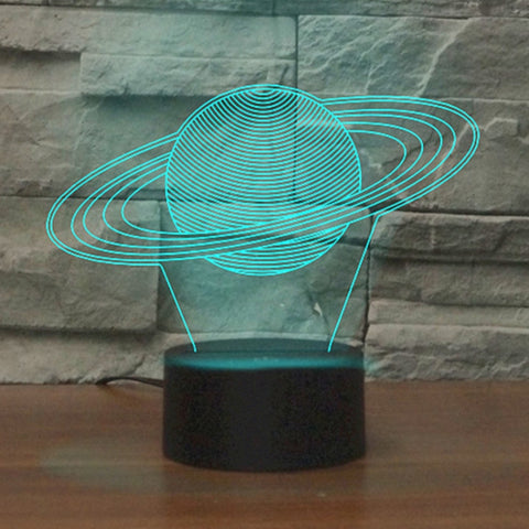 Lampada da Tavolo LED 3D Saturno Touch USB Colorata