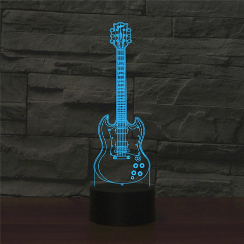 Lampada da tavolo LED 3D a forma di chitarra cinque corde con