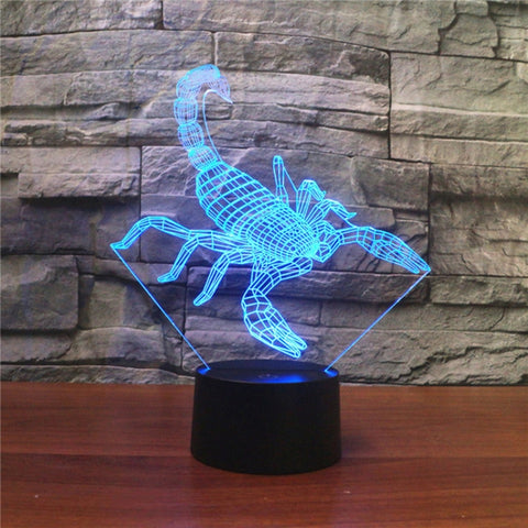 Lampada da Tavolo LED 3D Scorpione con Telecomando e 16 Colori