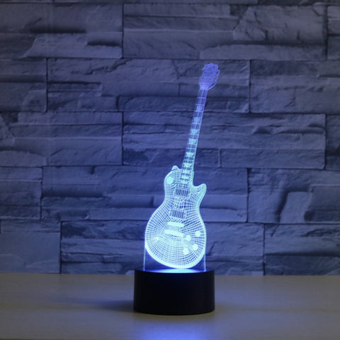 Lampada da Tavolo 3D a Forma di Chitarra con Luce LED Colorata e