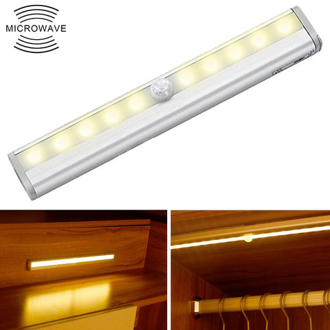 0.8W 10 LED Luce bianca calda Schermo stretto Sensore di luce intelligente per il corpo umano Luce per armadio a LED per corridoio, Versione di ricarica USB, 0.8W 10 LEDs Warm White - Novalix Store