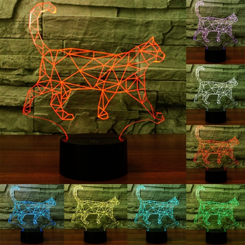Lampada da Scrivania Creativa a 7 Colori con Forma di Gatto per Luce