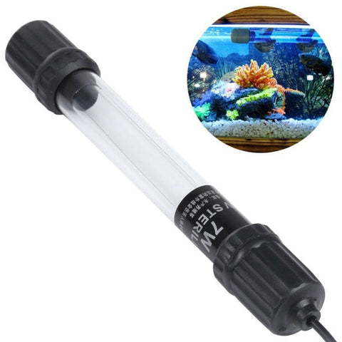 Lampada Germicida UV-007 da 7W per Acquario, Sterilizzazione Ultravioletto con Spina Europea, Disinfezione Acqua, 7W