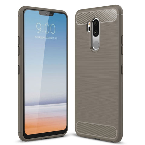 Per LG G7 ThinQ Custodia protettiva posteriore protettiva in TPU antiurto in fibra di carbonio con struttura spazzolata, For G7 ThinQ, For LG G7 ThinQ