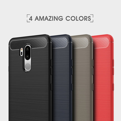 Per LG G7 ThinQ Custodia protettiva posteriore protettiva in TPU antiurto in fibra di carbonio con struttura spazzolata, For G7 ThinQ, For LG G7 ThinQ
