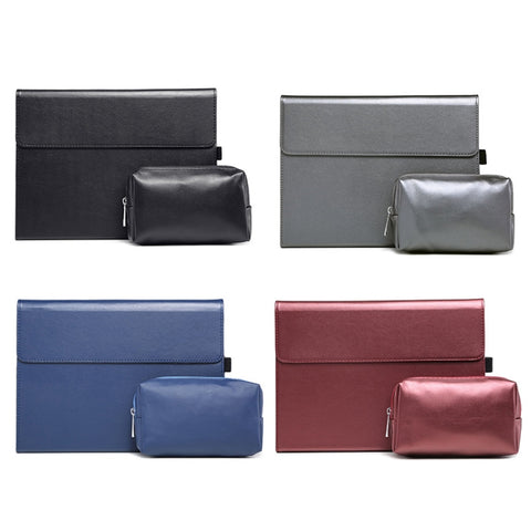 Per Microsoft Surface Pro 7/7+ Custodia in pelle con vibrazione orizzontale magnetica in microfibra di agnello + Borsa per alimentatore con slot per penna e supporto, Case + Power Supply Bag