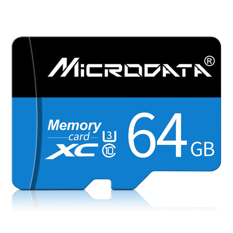 Scheda di memoria MICRODATA U3 blu e nera da 64 GB TF (Micro SD)., 64GB