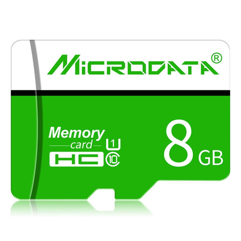 Scheda di memoria TF (Micro SD) verde e bianca MICRODATA da 8 GB U1, 8GB