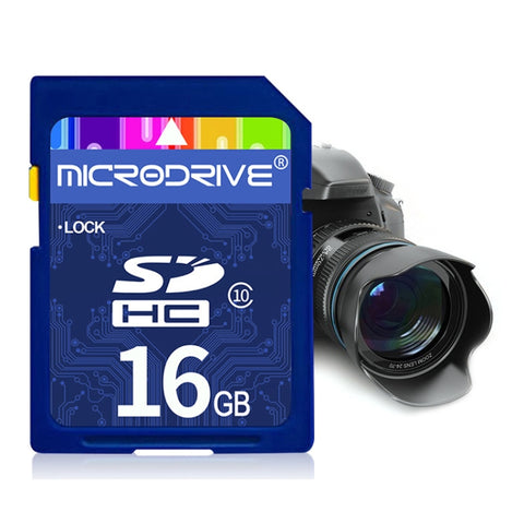 Scheda di memoria SD Microdrive da 16 GB ad alta velocità classe 10 per tutti i dispositivi digitali con slot per scheda SD, 16GB