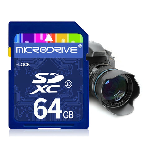 Scheda di memoria SD Microdrive da 64 GB ad alta velocità classe 10 per tutti i dispositivi digitali con slot per scheda SD, 64GB