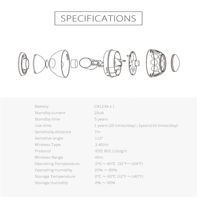 Sensore di Movimento NEO NAS-PD02W WiFi Wireless con Staffa
