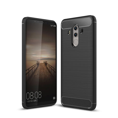 Per Huawei Mate 10 Pro Custodia protettiva robusta in TPU antiurto con struttura spazzolata in fibra di carbonio, For Mate 10 Pro, For Huawei Mate 10 Pro