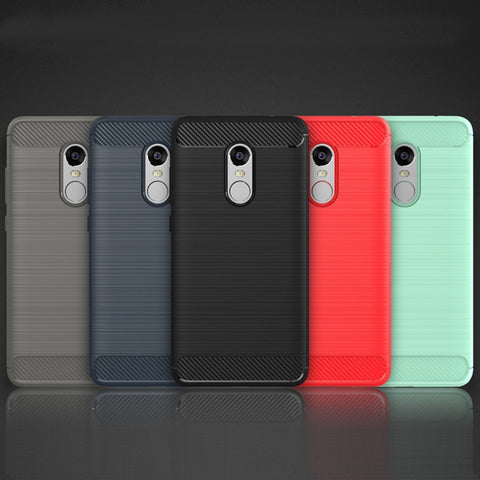 Per Xiaomi Redmi Note 4X Custodia protettiva in TPU antiurto con struttura in fibra di carbonio spazzolata, For Redmi Note 4X, Redmi Note 4X