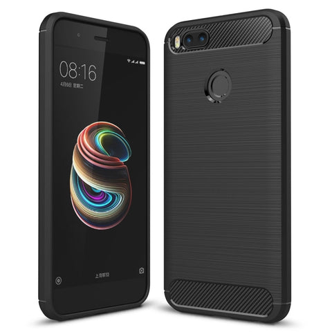 Per Xiaomi Mi 5X Custodia protettiva antiurto con texture spazzolata in TPU in fibra di carbonio, For Xiaomi Mi 5X