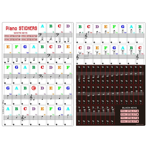 2 pezzi 88/61/54/49 tasti pianoforte organo elettronico tastiera rotolo a mano notazione pianoforte scala musicale adesivo trasparente, 2 PCS Musical Scale Transparent Sticker - Novalix Store