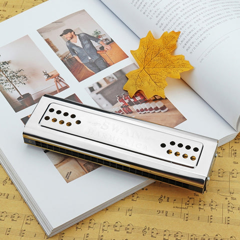 Swan SW24-12A Scatola per polifonia per armonica a doppia faccia a 24 fori per bambini adulti Prestazioni per principianti, SW24-12A 24-holes Polyphonic Harmonica