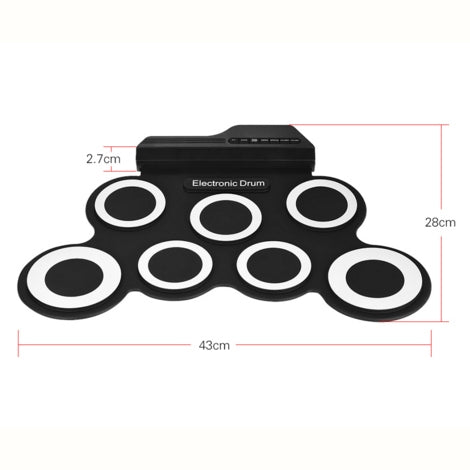 Tamburo elettronico USB portatile con rotolo a mano in silicone, Electronic Drum(Green), USB Electronic Drum(Black)