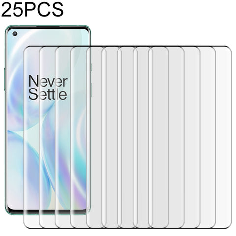 Pellicola in Vetro Temperato Curvo per OnePlus 8 - 25 Pezzi, 9H 9D