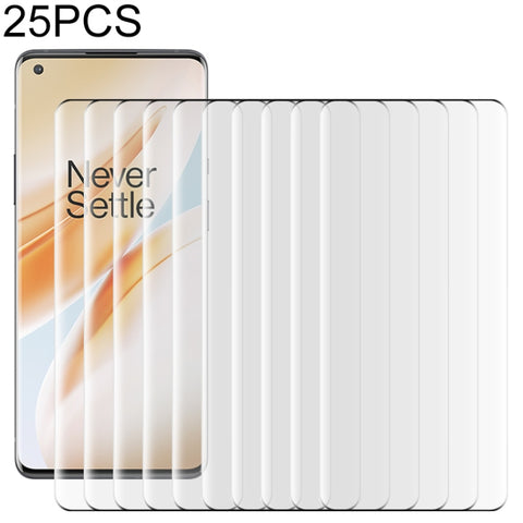Pellicola in Vetro Temperato Curvo per OnePlus 8 Pro - 25 Pezzi, 9H 9D