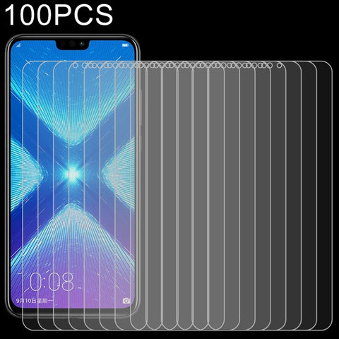 Pellicola in vetro temperato antideflagrante da 100 pezzi 0,26 mm 9H 2,5D per Huawei Honor 8X, Huawei Honor 8X