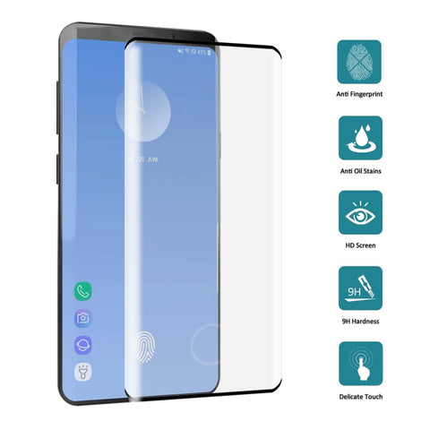 Pellicola in vetro temperato a schermo intero 3D da 0,3 mm 9H per Galaxy S10+, lo sblocco con impronta digitale è supportato