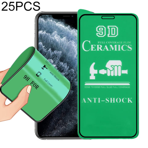 Per iPhone 11 Pro / XS / X 25 pezzi Pellicola in ceramica con colla completa 2.5D a copertura totale, For iPhone X / XS / 11 Pro (25 PCS)