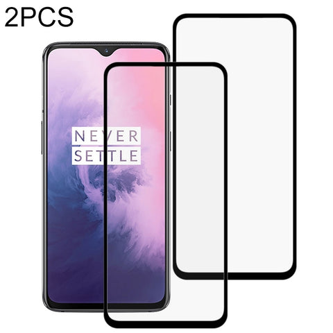 Pellicola in vetro temperato con bordo curvo a schermo intero da 2 pezzi 9H per OnePlus 7, For OnePlus 7 (2 PCS)