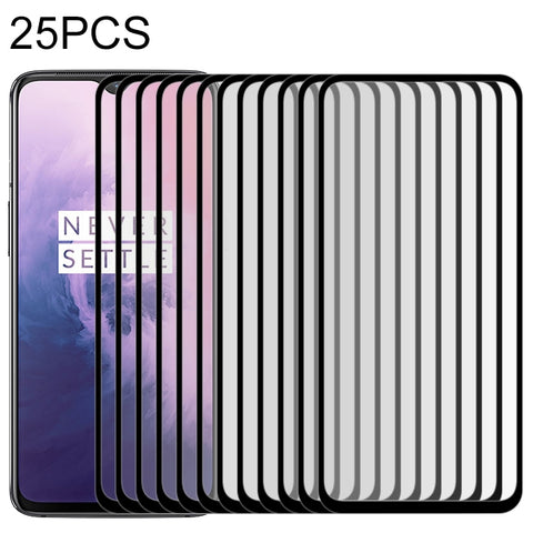 Pellicola in vetro temperato con bordo curvo a schermo intero da 25 pezzi 9H per OnePlus 7, For OnePlus 7 (25 PCS)