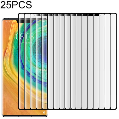 Pellicola protettiva curva in vetro temperato per schermo a copertura totale da 25 pezzi per Huawei Mate 30 Pro, For Huawei Mate 30 Pro