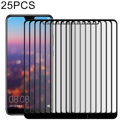 Pellicola in vetro temperato a schermo intero con stampa serigrafica da 25 pezzi 9H per Huawei P20, For Huawei P20 (25 PCS)