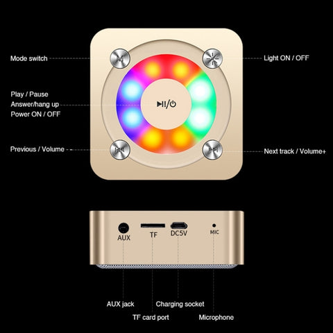 altoparlante-bluetooth-portatile-a9-con-microfono-e-luce-integrata - immagine 2