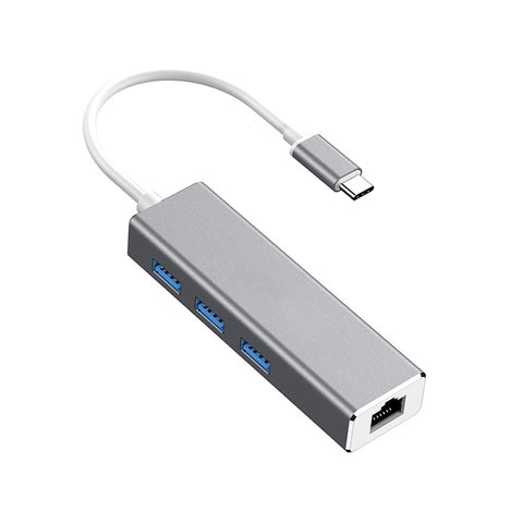 convertitore-adattatore-usb-c-tipo-c-a-gigabit-ethernet-rj45-e-3-x-usb-3-0-hub-computer-tablet-esterno-telefono-universale-gigabit-ethernet - immagine 1