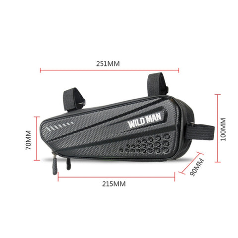 WILD MAN ES4 1.2L Borse da bicicletta rigide Borsa da telaio per bicicletta da strada antipioggia Borsa triangolare, ES4 (Black)