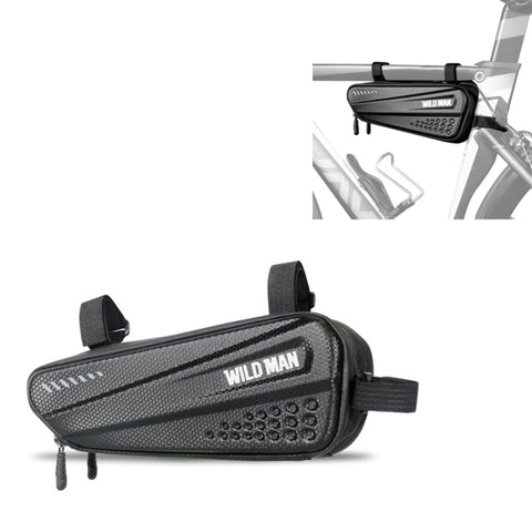 WILD MAN ES4 1.2L Borse da bicicletta rigide Borsa da telaio per bicicletta da strada antipioggia Borsa triangolare, ES4 (Black)