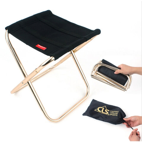 Sgabello pieghevole per barbecue da pesca portatile in lega di alluminio CLS, dimensioni: 24,8 * 22,5 * 27 cm, CLS Folding Stool(Black)