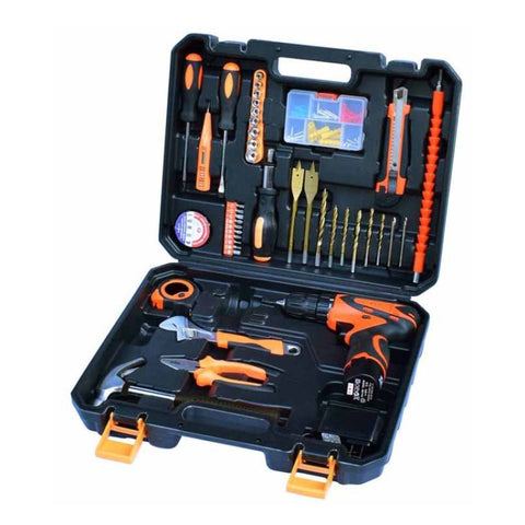 STT-044C Cassetta degli attrezzi per riparazione elettricista multifunzione per uso domestico da 44 pezzi Completo per trapano elettrico al litio 12V, STT-044C