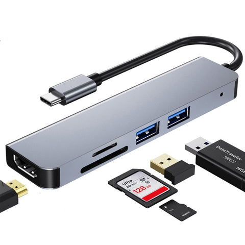 5 in 1 da USB-C/Tipo-C a 4K HDMI + slot per schede SD/TF + USB 2.0 + HUB docking station multifunzione USB 3.0, 5 in 1 - Novalix Store