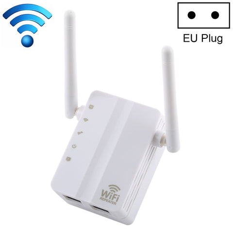 Router di rete ripetitore di segnale ripetitore WiFi Wireless-N da 300 Mbps con 2 antenne esterne, spina europea, 2 External Antenna (White), 2 External Antenna (Black)