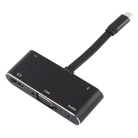 V126 UCB-C / Tipo C maschio a PD + HDMI + VGA + audio + convertitore USB 3.0 femmina 5 in 1, 5 in 1