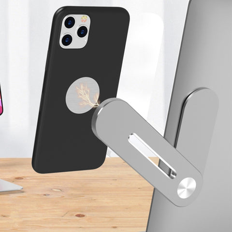 Staffa di espansione per laptop universale incollabile in lega di alluminio Staffa per telefono cellulare con aspirazione magnetica, Silver