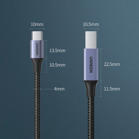 cavo-dati-ugreen-type-c-usb-c-a-type-b-con-treccia-in-nylon-per-stampante-lunghezza-15-m-length-1-5m - immagine 2