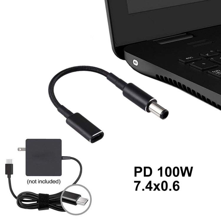 cavo-intrecciato-in-nylon-adattatore-pd-100-w-185-20-v-74-x-06-mm-a-usb-c-type-c-per-hp-7-4-x-0-6mm - immagine 5