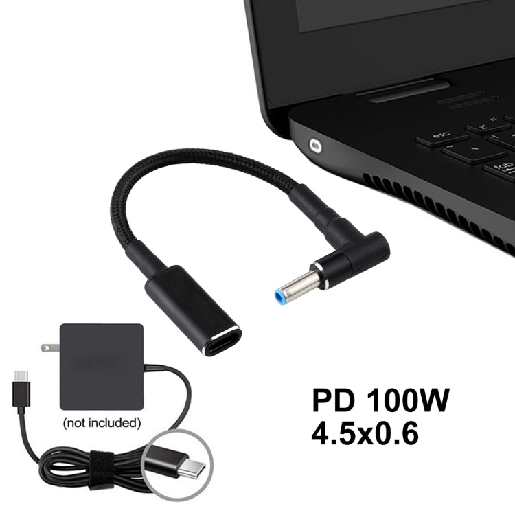 cavo-intrecciato-in-nylon-con-adattatore-da-gomito-a-usb-c-type-c-pd-100-w-185-20-v-45-x-06-mm-per-hp-4-5-x-0-6mm - immagine 5
