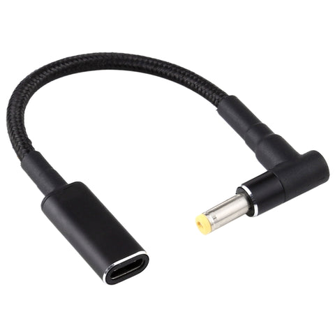 cavo-intrecciato-in-nylon-con-adattatore-da-gomito-a-usb-c-type-c-pd-100-w-185-20-v-48-x-17-mm - immagine 1