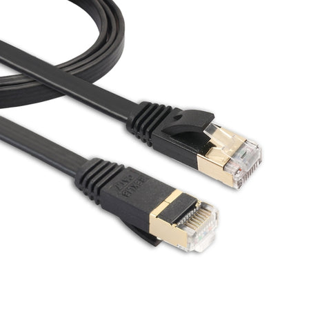 cavo-patch-ultra-piatto-cat7-10-gigabit-ethernet-da-1-m-per-rete-lan-modem-router-costruito-con-connettori-rj45-schermati-length-1m - immagine 1