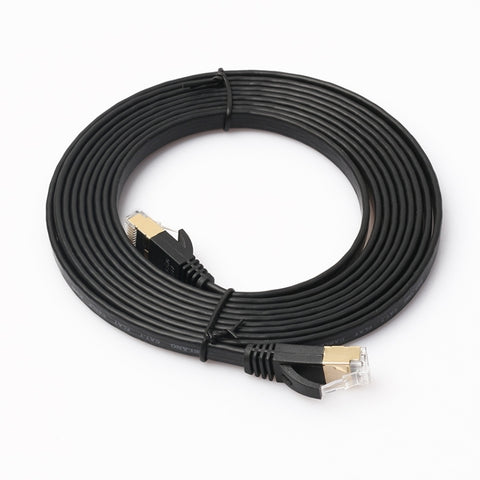 cavo-patch-ultra-piatto-cat7-10-gigabit-ethernet-da-3-m-per-rete-lan-modem-router-costruito-con-connettori-rj45-schermati-length-3m - immagine 2